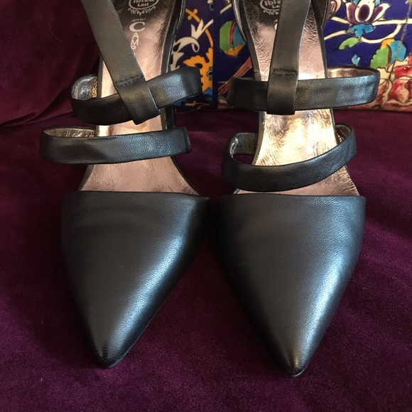 Jeffrey Campbell Strappy Black Leather Stilettos with Pointed Toes - Picture 3 of 6